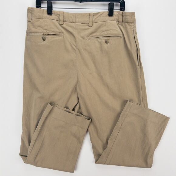 Banana Republic Pleated Silk Blend Pants Men’s 34 Tan Relaxed Fit Straight Leg - Picture 10 of 13